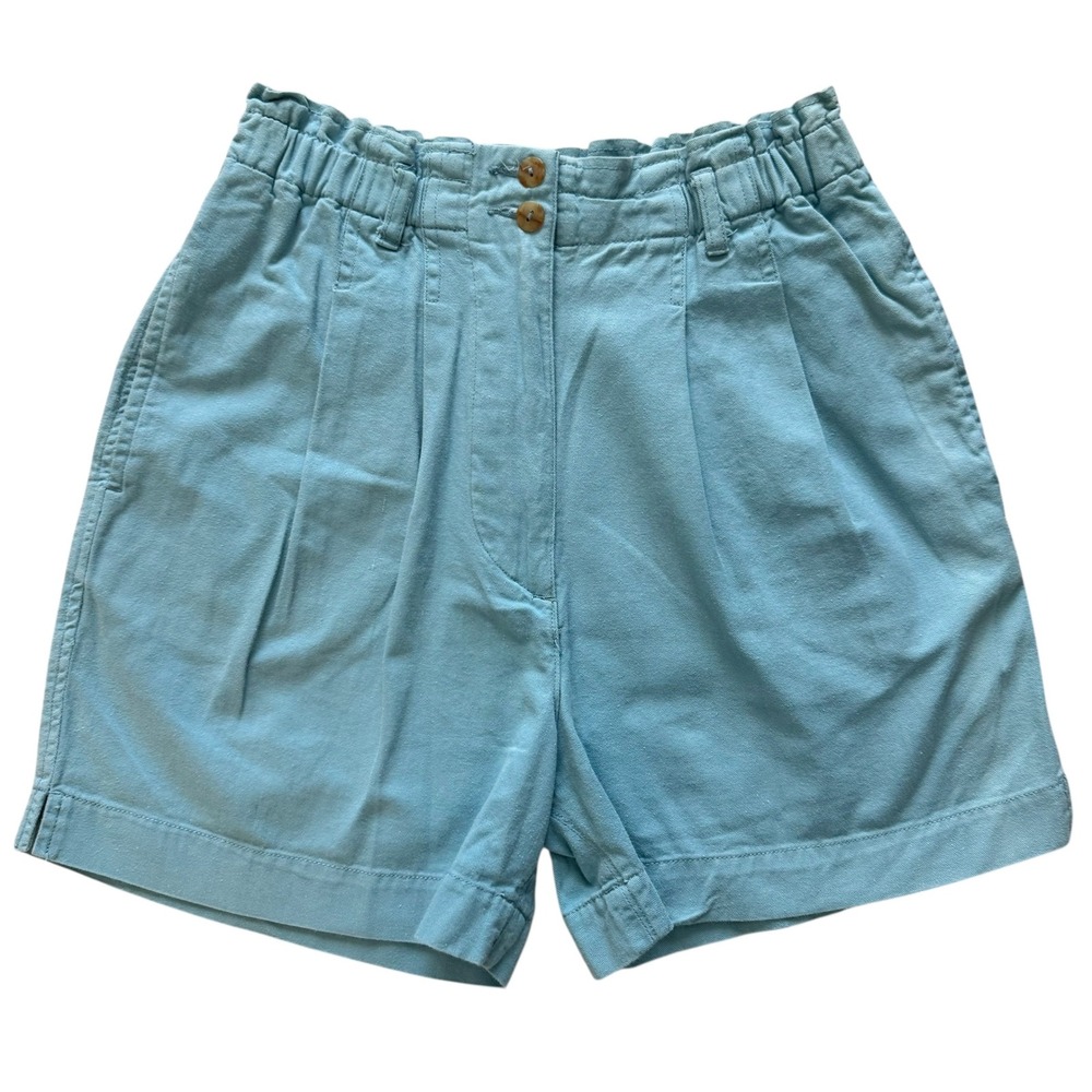 Vintage‎ Ann Taylor Blue Pleated High Rise Paperbag Waist Shorts Women's Sz P 26